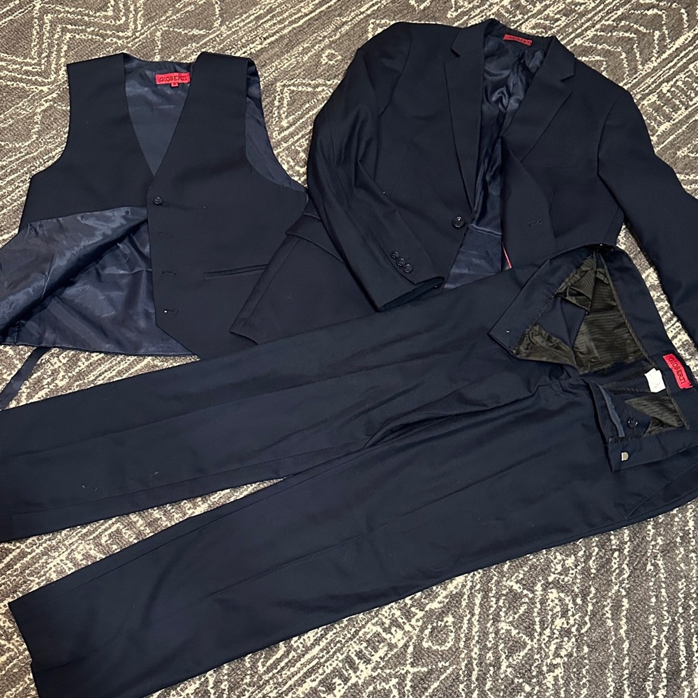 Boys Gioberti Suit Size16 Dark Navy 3-Piece Suit - Blazer, Vest & Pants